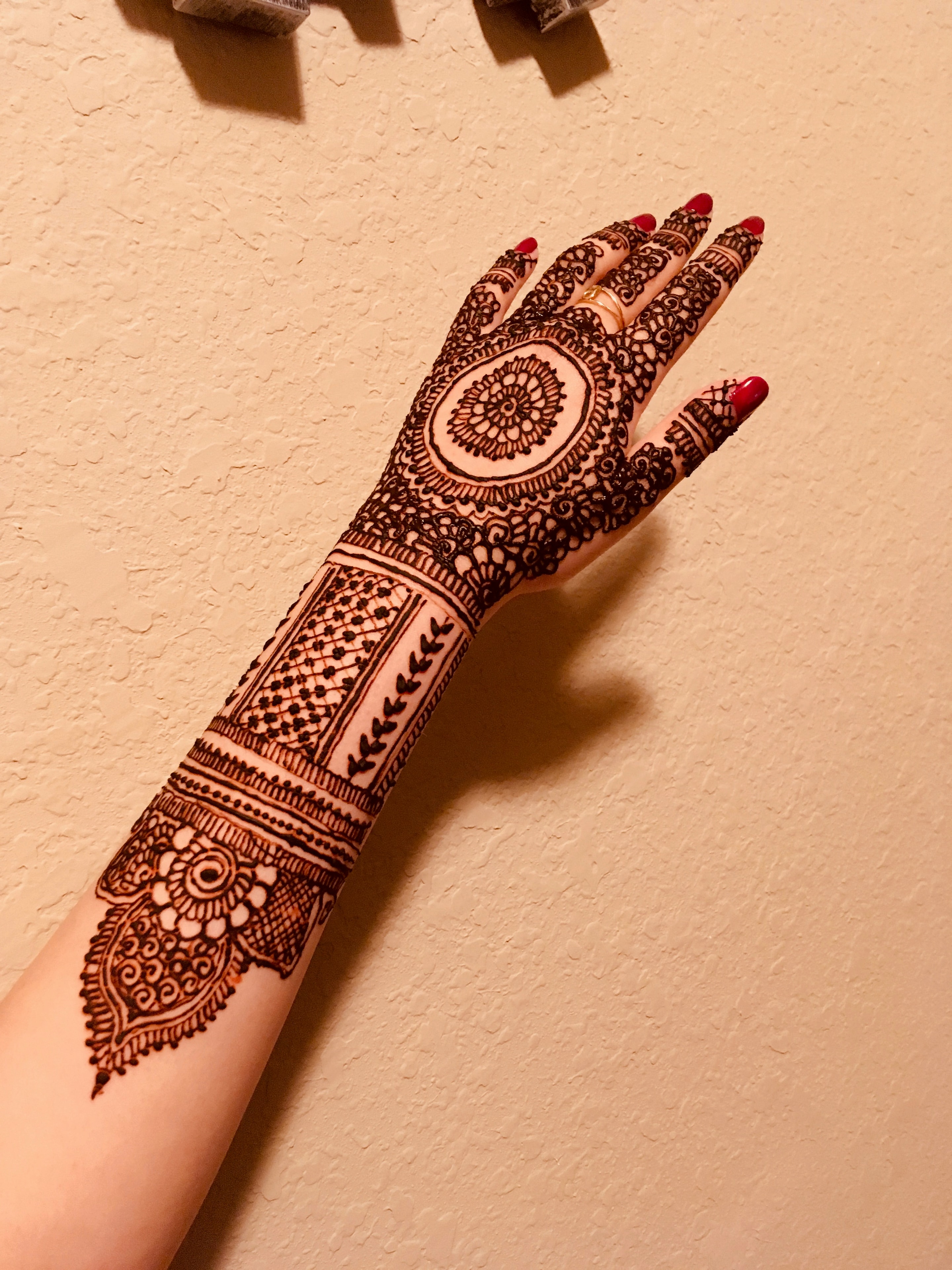 Full arm bridal henna coverage